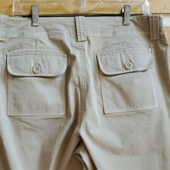 Eddie Bauer Embroidered Cargo Pockets Beige Sporting Cinched Sz 12 Cuffed Pants - Picture 4 of 11